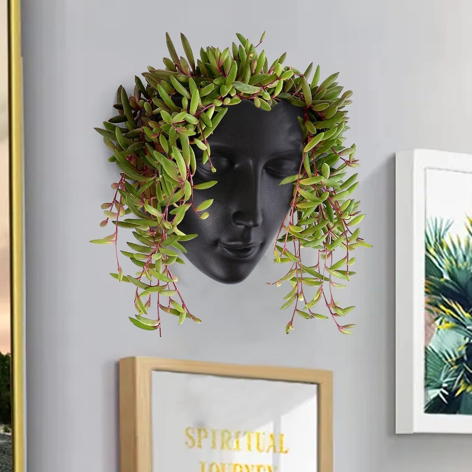 Notakia Pot de fleurs mural à facettes pour intérieur et extérieur avec drainage pour plantes grasses, cactus et petites plantes, décoration unique pour la maison, cadeau pour les amis et la famille
