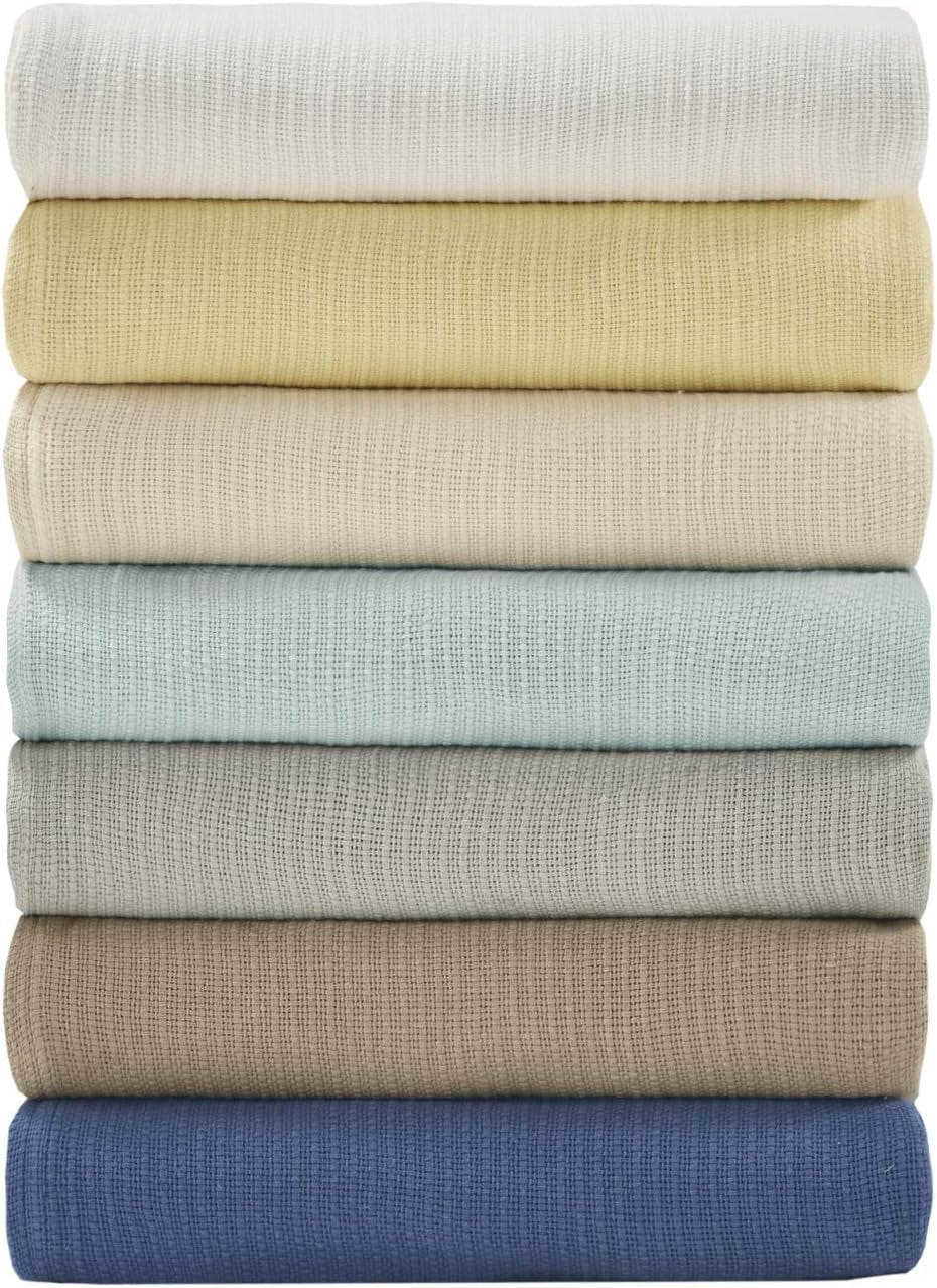 Couverture double en coton gris Madison Park Freshspun Wicker Lits et couvertures Madison Park