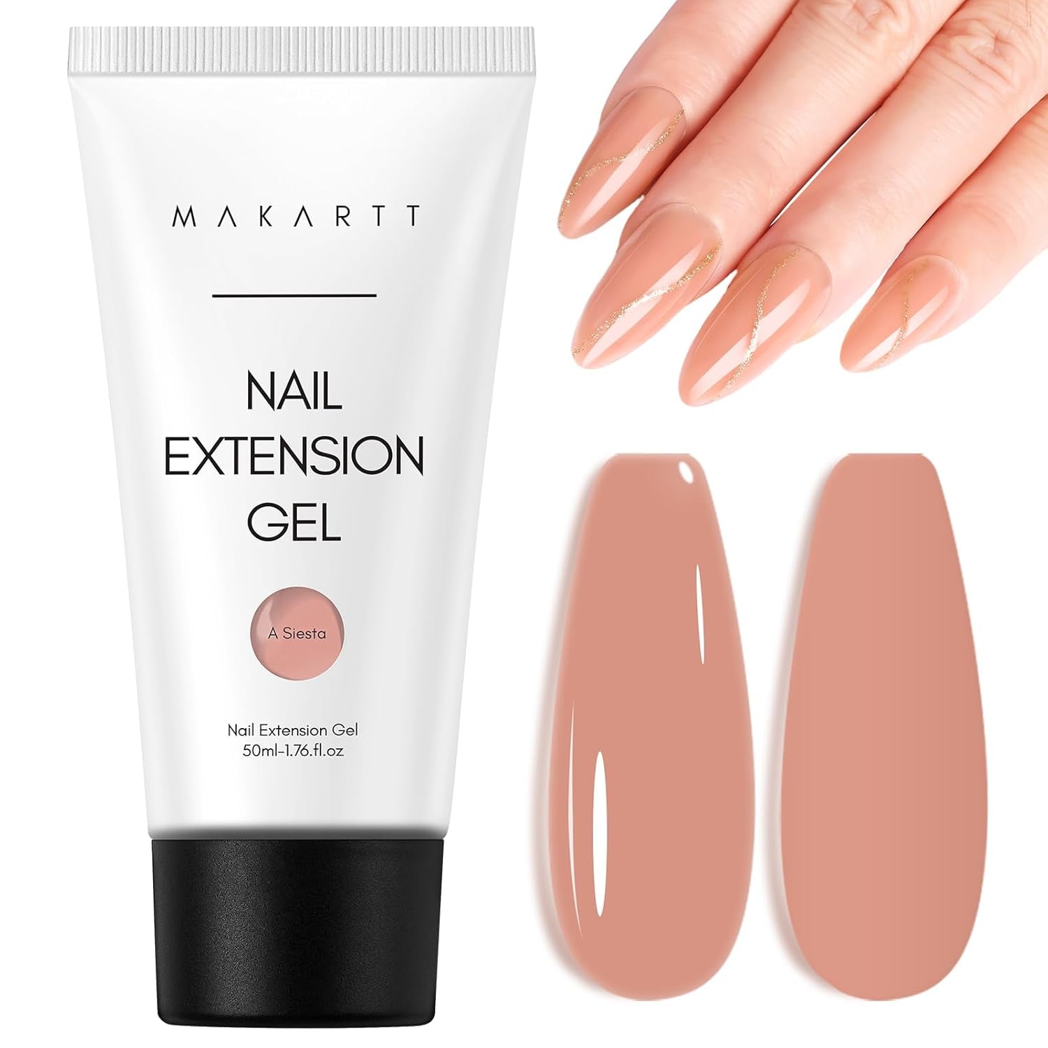 Makartt Poly Nail Extension Gel - 50 ML Extension Builder Acrylique Poly Nail Aufbaugel Extender Gel pour Gel Nägel pour Nagelverlängerung, Nagelstärkung, Nail Art Décoration(Transparent)