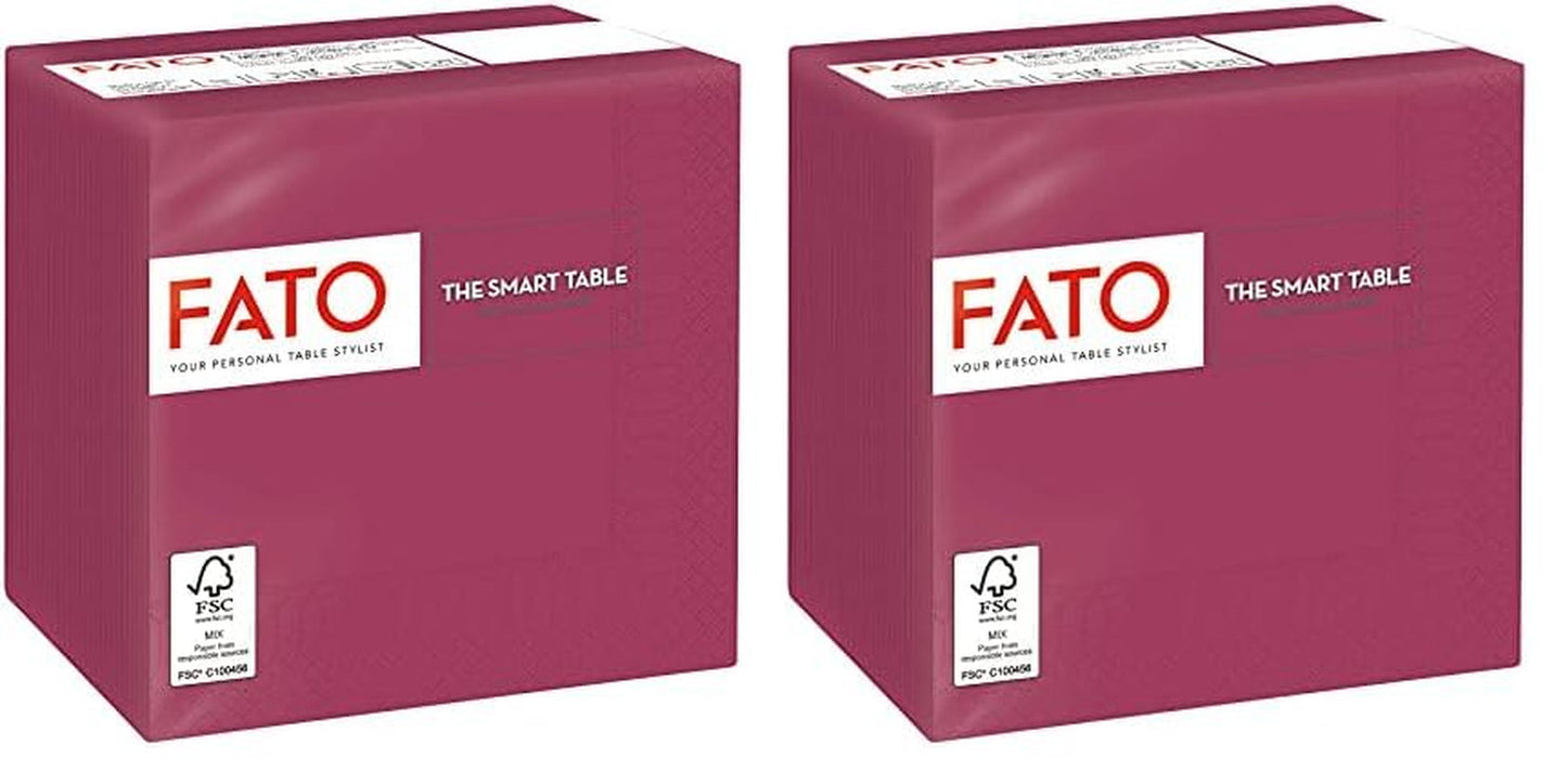 - Serviettes en papier jetables, idéales pour les apéritifs et les cocktails, paquet de 100 serviettes, taille 24X24, 4 épaisseurs, 2 épaisseurs, couleur bordeaux, papier 100% pure cellulose, certifié Fsc