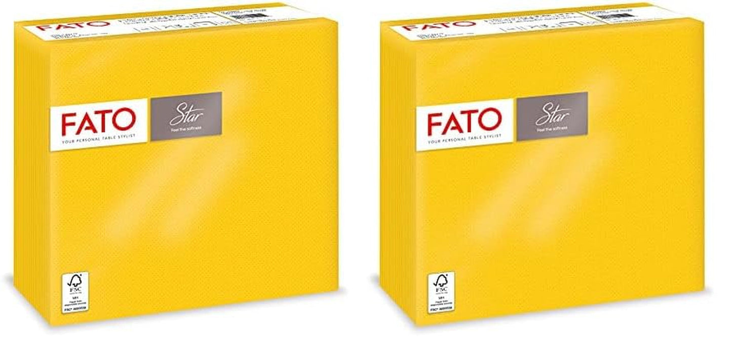 - Papier de soie jetable doux et délicat, paquet de 40 mouchoirs, format 38X38 plié en 4, 2 couches, couleur jaune, papier 100% pure cellulose, certifié FSC (paquet de 2)