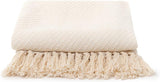 HOMLA Morris Plaid Couverture à franges en coton - Couverture douce et confortable Couverture en coton - tissu fin 130 X 170 Cm Ecru Lits et Couvertures Besuche den HOMLA-Store