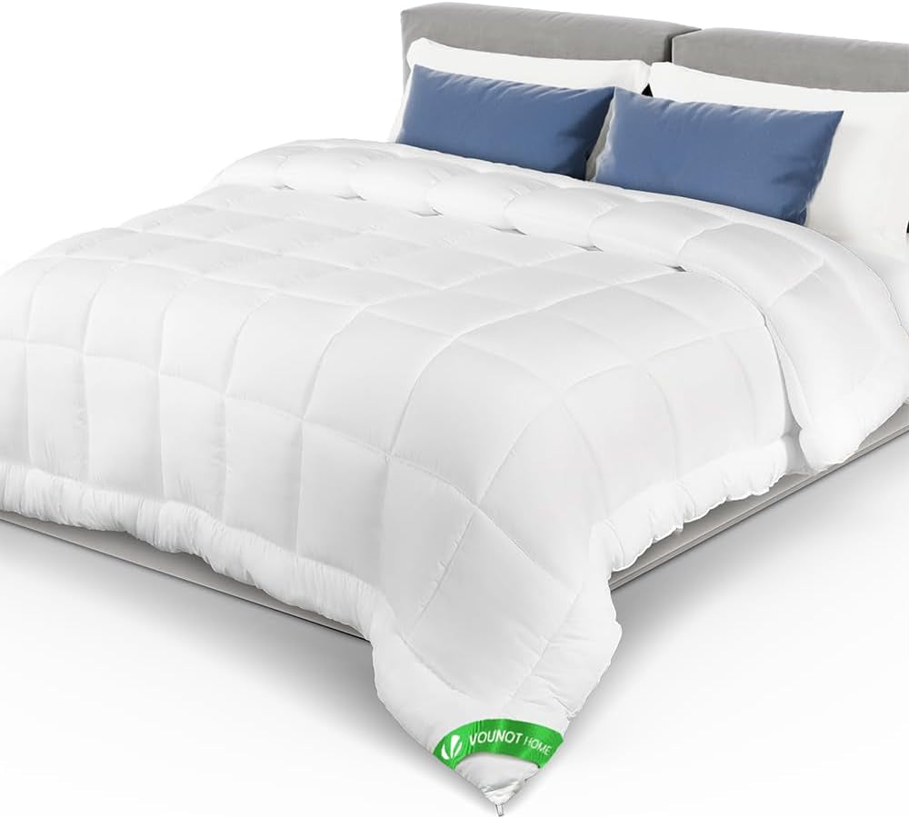 VOUNOT Couette 155X200Cm, Couette Hiver 4 Saisons Lot de 2 500GSM, composé de 2 couettes nouées ensemble Couette Adaptable été comme hiver, Norme Oeko-Tex Couettes et couettes Naty Shop Couverture toutes saisons 220X240Cm