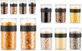 BODUM PRESSO Bocaux de conservation, plastique, noir, 4 x 0,25 L, 3 x 0,6 L, 3 x 1 L, 2 x 2 L Naty Shop Boîtes de conservation alimentaires Noir 4 X 0,25 L, 3 X 0,6 L, 3 X 1,0 L, 2 X 2,0 L