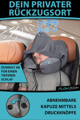 FLOWZOOM AIR Oreiller Cervical Gonflable avec Capuche - Oreiller Cervical Avion - Oreiller de Voyage - Oreiller Cervical Gonflable Rapide - Oreiller Avion - Oreiller de Voyage - Oreiller Cervical pour Adultes (Gris) Oreillers Cervicaux Orthopédiques Naty Shop