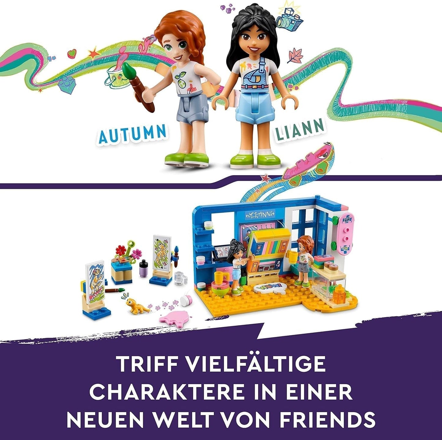 LEGO 41739 Friends La chambre de Liann, mini jouet à thème artistique, petit cadeau de collection avec mini poupées Liann, Autumn et Pet, séries 2023 Besuche den LEGO-Store