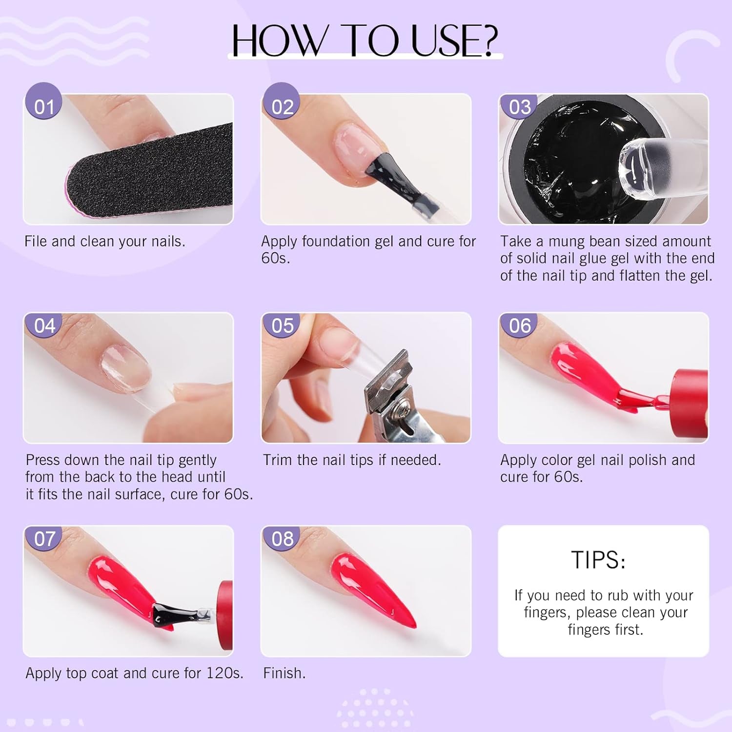 SAVILAND Fester Nagelkleber Gel: 30-Tage Lang Anhaltender Stronger Nagelkleber Für Press on Nails Falsche Nagelspitzen 15Ml U V Nagelkleber 3D Gel-Nagelkunst-Kleber for Verwendung Im Salon Zu Hause