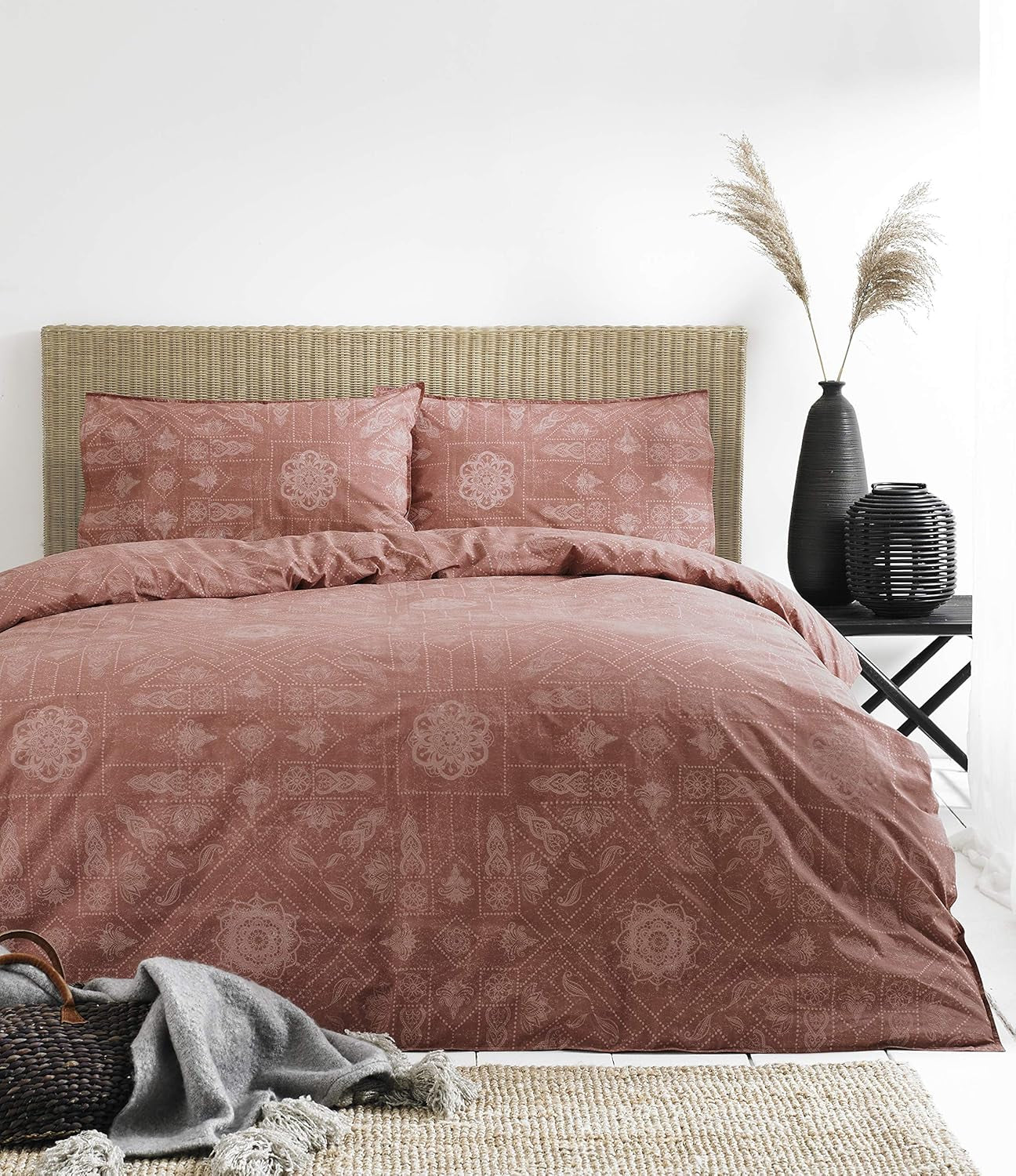 The Linen Yard Parure Housse de Couette Bohème, Rouge, 260 X 220Cm Couettes et couettes Naty Shop Rouge 260 X 220Cm