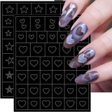 6 feuilles d'autocollants pour ongles de modèle d'aérographe, autocollants d'ongles d'étoiles de flamme de papillon, d'autocollants d'impression d'outil de pochoir d'art d'ongle autocollants auto-adhésifs pour les femmes autocollants de conception d'art d'ongle