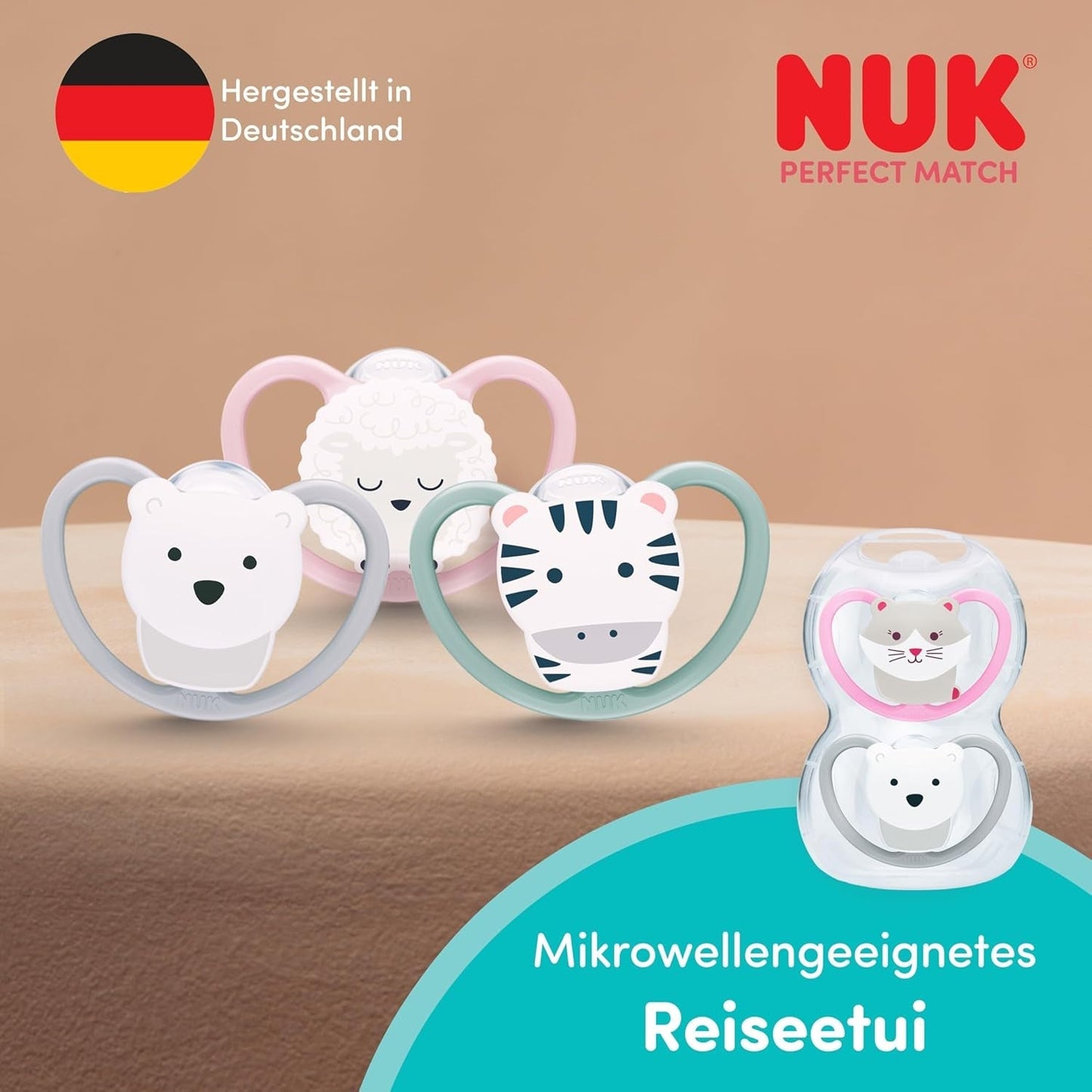 Sucettes NUK Perfect Match Air Night pour bébés | 0-6 mois | Sucettes qui brillent dans le noir qui favorisent la circulation de l'air et empêchent la bave | 95 % d'acceptation par les bébés** | Lion | Paquet de 2