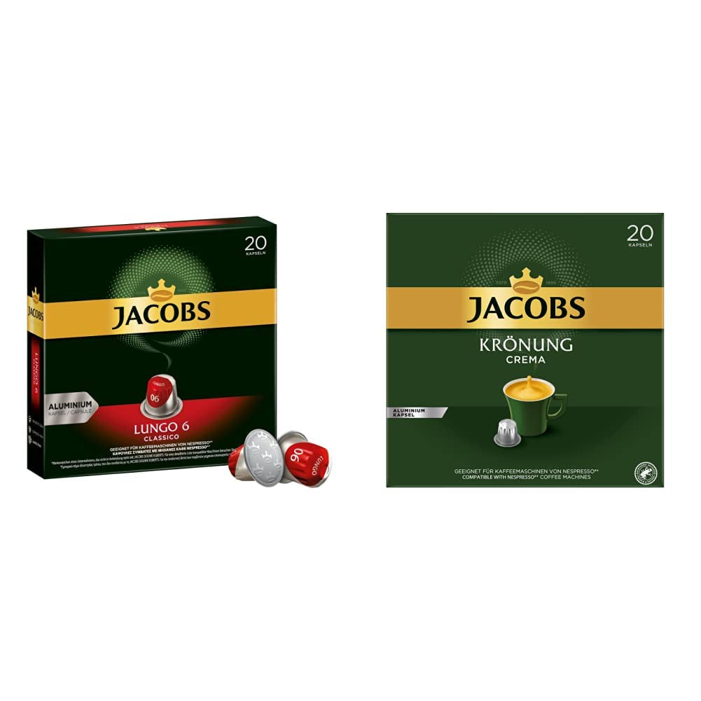 Café expresso Lungo Classico, Intensité 6 sur 12, 10 x 20 cafés & Café café crème crème, 200 cafés compatibles Nespresso, 10er Pack, 10 x 20 cafés, 1040 g