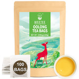 WEETEE Sachets de thé vert, 100 sachets de thé vert, thé vert pur, super antioxydant | Sachets refermables | Préparation chaude ou froide