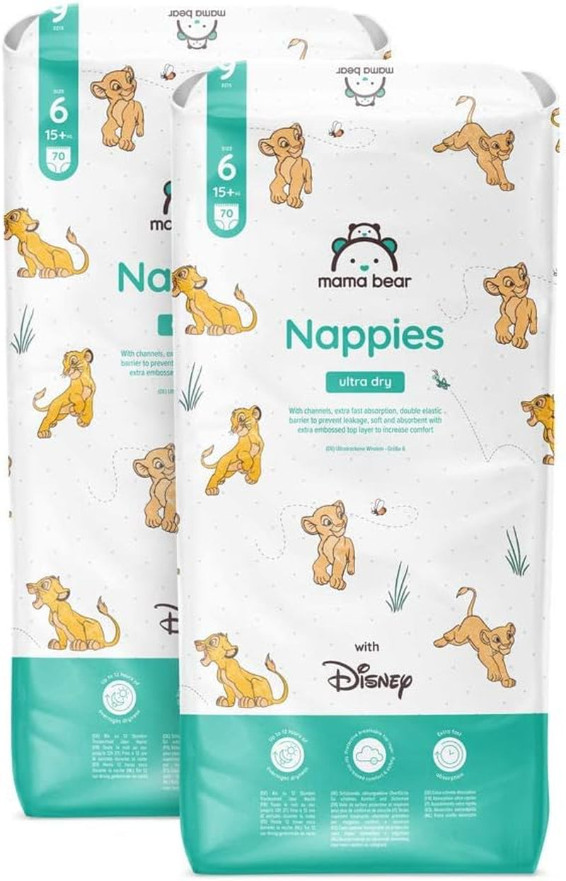Marque Amazon : Mama Bear Disney Couches Ultra Dry, taille 3 (4-9 kg) – Boîte mensuelle, blanche, 172 pièces (2 paquets de 86)