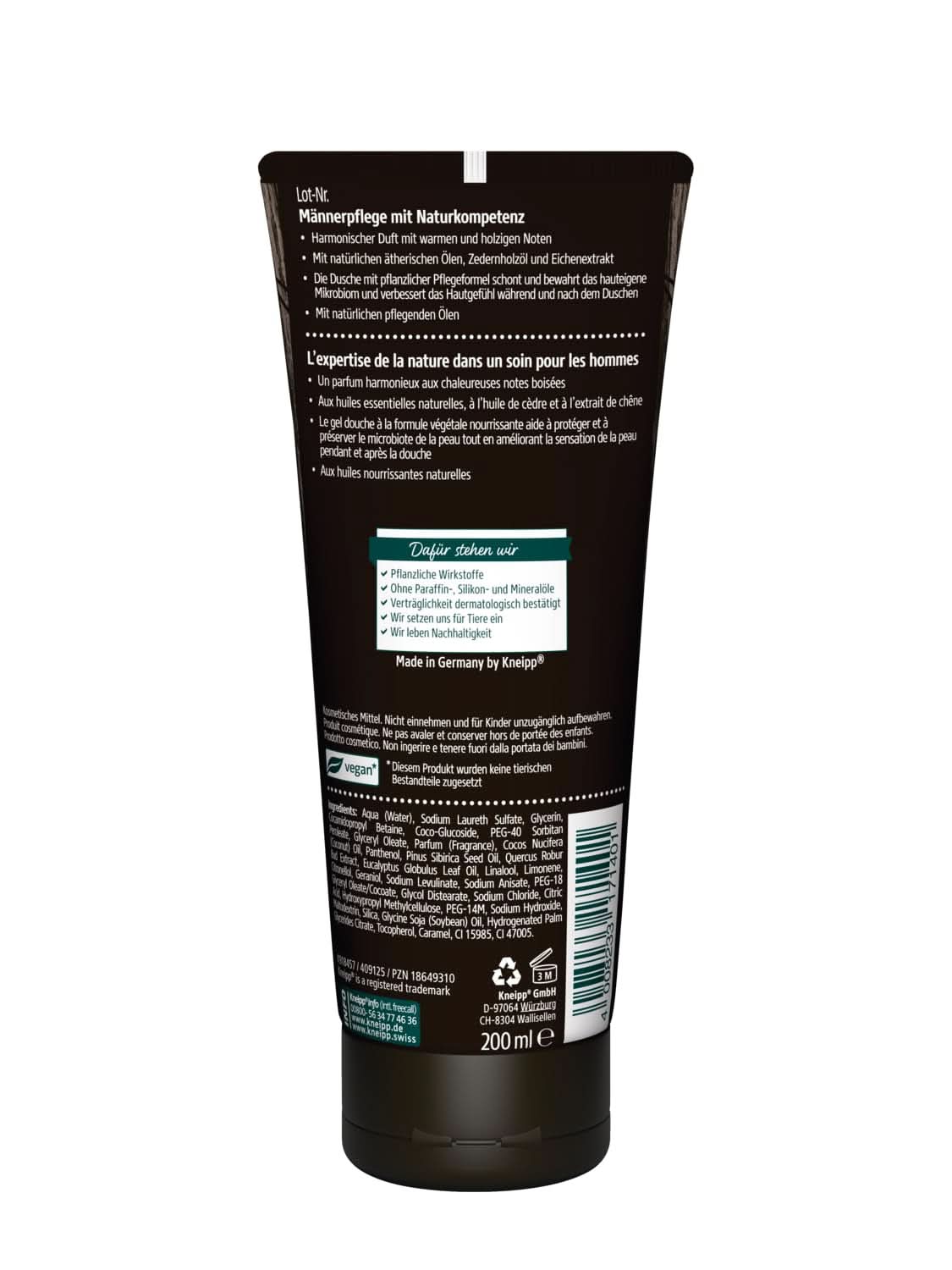 Kneipp MEN Douche 2 en 1 Puissante, Gel douche et shampoing, 200 ml Douche et bain Naty Shop