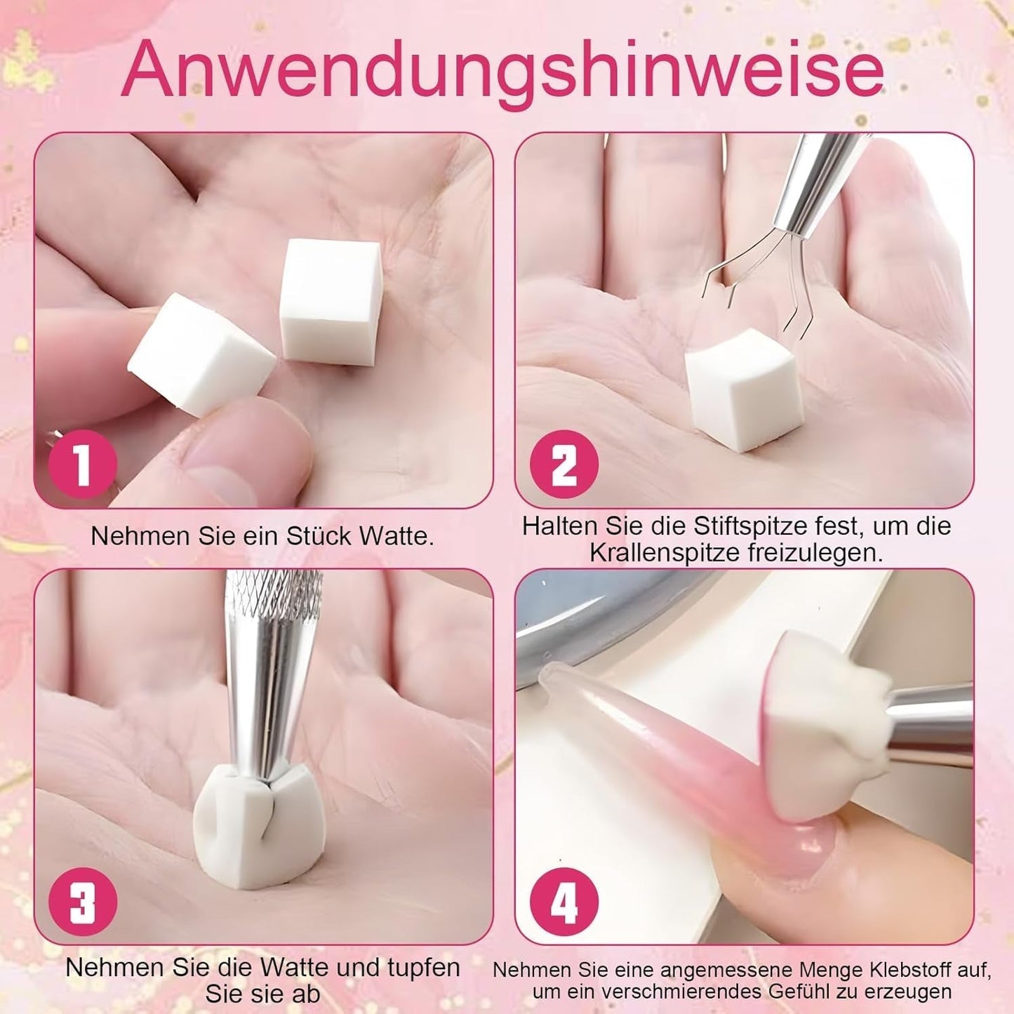 100 Stk Nail Art Schwamm Mit Metallgreifer, Nailart-Zubehör, Baby Boomer, Rendering-Werkzeuge Mit Greifer-Blöcken, Maniküre-Gradient Nail Art Schwamm, For Pinselset, Nägel, Nageldesign-Zubehör