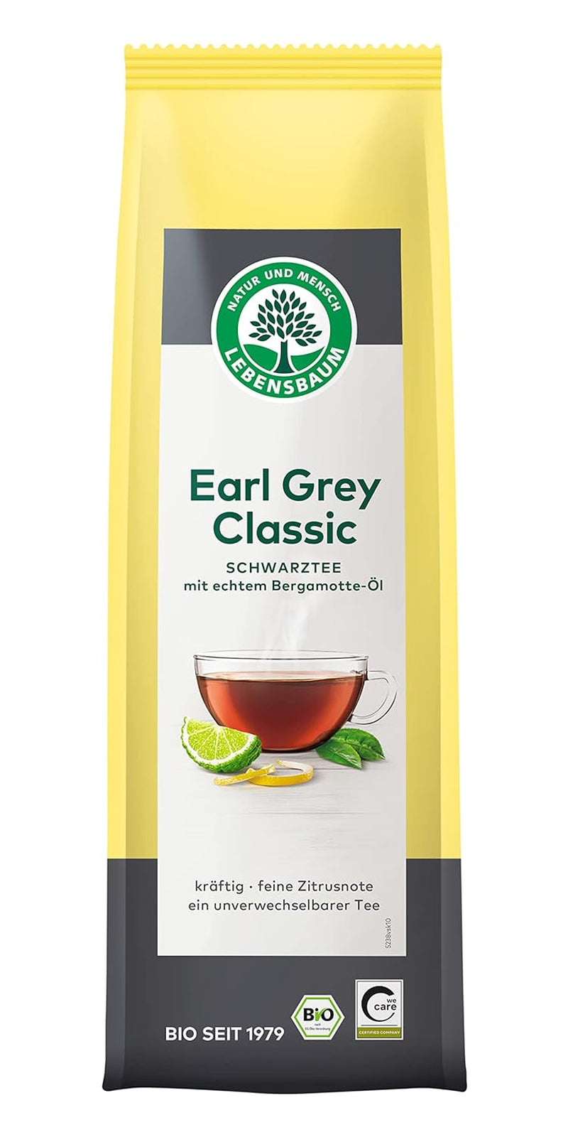 Lebensbaum Thé noir classique Earl Grey à l'huile naturelle de bergamote et de citron, harmonieux, aromatique, 100 % biologique, en vrac, 100 g