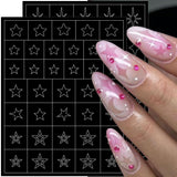 6 feuilles d'autocollants pour ongles de modèle d'aérographe, autocollants d'ongles d'étoiles de flamme de papillon, d'autocollants d'impression d'outil de pochoir d'art d'ongle autocollants auto-adhésifs pour les femmes autocollants de conception d'art d'ongle