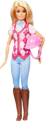 Poupée Barbie Malibu et accessoires de Barbie Mysteries : The Secret Horse Adventure, comprenant une poupée mannequin, une tenue d'équitation et un casque amovibles, HXJ38