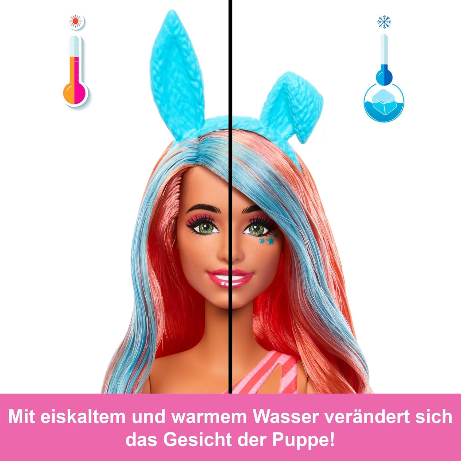Barbie Pop Reveal – ensemble de poupée et accessoires, série Shakes, jolie poupée tendance chaton parfumé et animal de compagnie avec 8 surprises, y compris changement de couleur JCN87