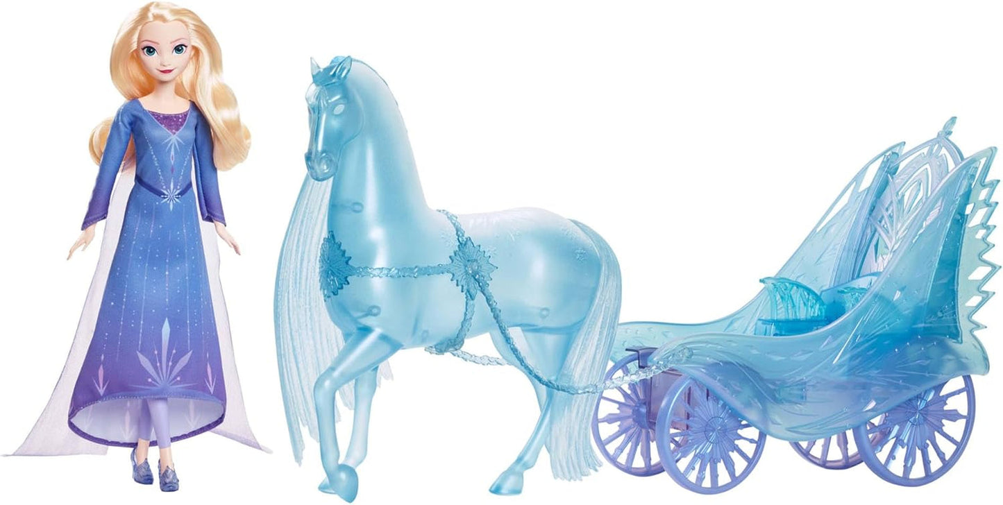 Mattel Disney Poupée Elsa La Reine des Glaces, Poupée La Reine des Glaces Cheveux Blonds Peignés, Meubles, Chaussures Amovibles, Cadeaux Disney, Jouets à partir de 3 ans, HLW47 Naty Shop Poupées Elsa et Nokk Adventure Poussette