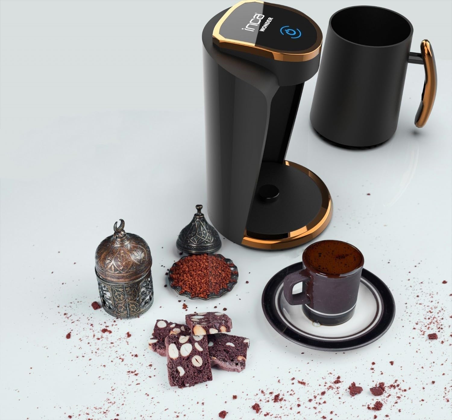 Café turc Inca | Machines turques Kahve | 250 ml (1 à 4 tasses) | 400W | IKM-01 | Protection contre les déversements et l'ébullition sans eau | Plaque chauffante en acier inoxydable | Arrêt automatique | Pour un café turc parfait