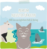 MjAMjAM - Nourriture humide premium pour chat - Sachet compressible - DUO au veau raffiné et hareng, pack de 12 (12 x 125g), sans céréales