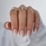 Btartbox Faux Ongles Carrés Courts Baby Boomer Colle Sur Blanc Dégradé Rose Faux Ongles Ongles Artificiels Courts avec Colle À Ongles 30 Pièces Faux Ongles Carrés
