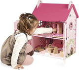 Janod Mademoiselle Maison de poupée en bois à 3 étages avec 11 accessoires, réplique de jouet, développe l'imagination, à partir de 3 ans, J06581