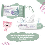 Lingettes humides Cleanic Baby Eco Pure Water – (1 x 50 pcs.) Lingettes humides pour enfants et nourrissons – sans parfum, jetables dans les toilettes, peaux sensibles – 50 pcs.