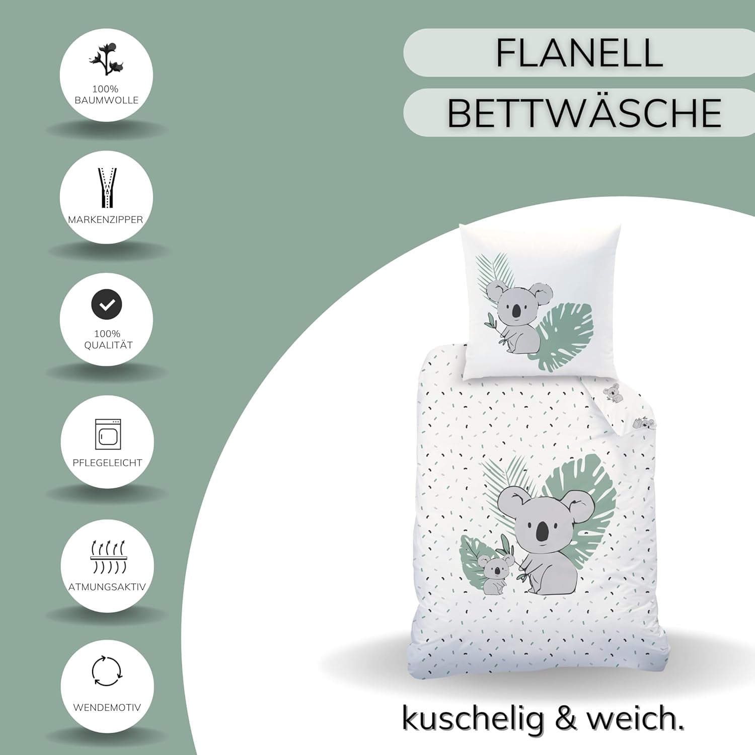 Linge de lit enfant, ours Koala, unisexe, 100% coton Linge de lit - enfant Naty Shop