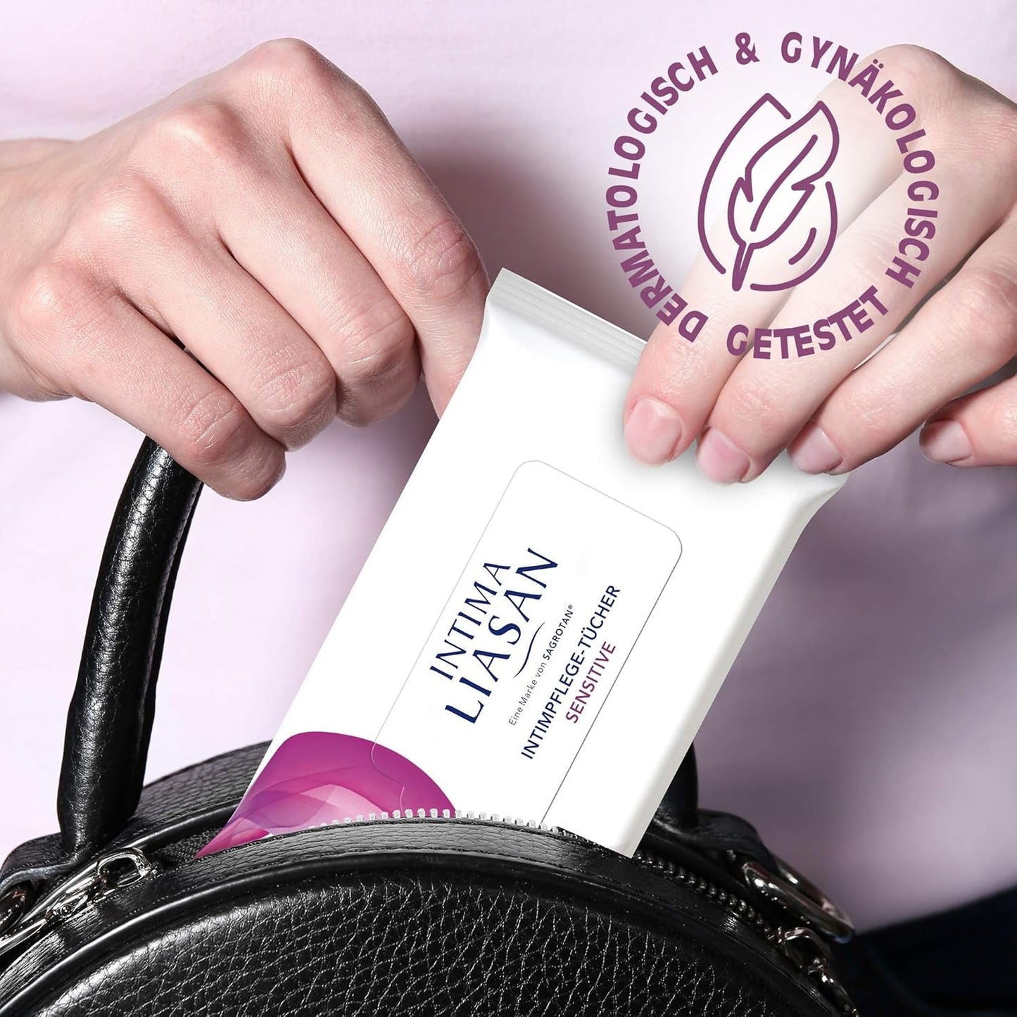 Intima Liasan de Sagrotan Serviettes hygiéniques intimes Sensitive, sans savon et sans alcool, 30 pièces