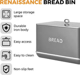 Corbeille à pain Tower T826175GRY Renaissance, capacité 16 l, couvercle simple, gris Boîtes de conservation Naty Shop