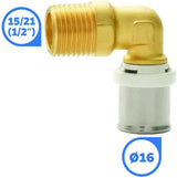 SOMATHERM FOR YOU - / 5711-16-15 - Tuyau presse coudé Ø16 multicouche - M15/21 (1/2'') Raccordement d'un tuyau multicouche d'un diamètre de Ø16