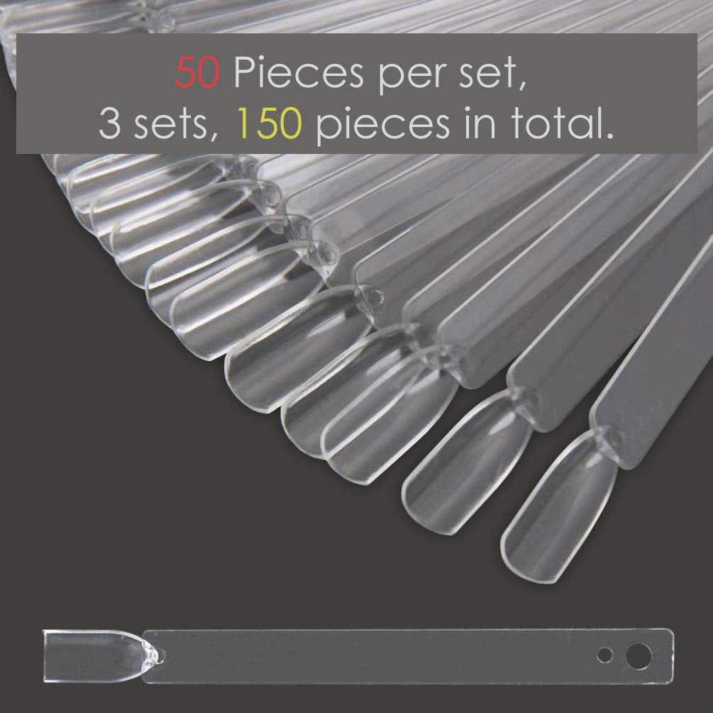 150 pièces Nail Art Tips Ring Stick, Transparent Farbe Karte Platten Nagelleck Display Ring Sticks, Nagel Salon Übungen Display Nail Tips