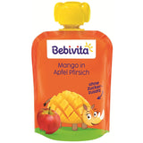 Sachets compressibles mangue, pomme et pêche - Paquet de 16 (paquet de 4, 4 x 90 g chacun), sans sucre ajouté, sans gluten, idéal pour les collations emballées et en déplacement