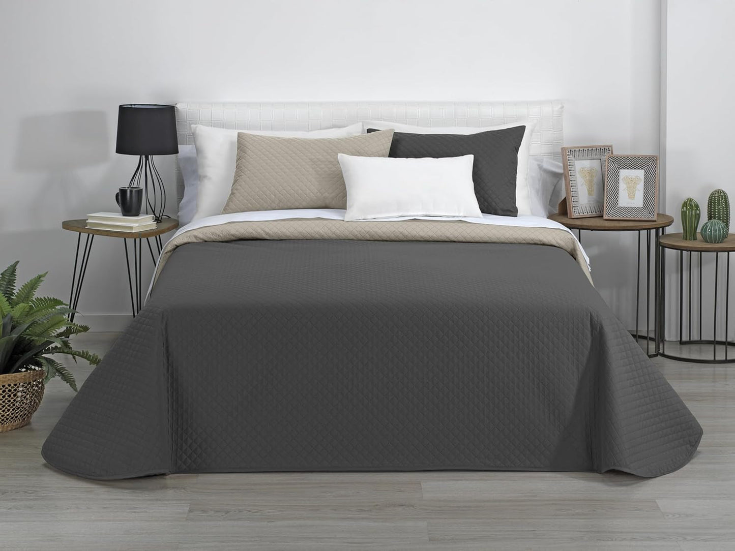 AVA | Courtepointe réversible Boutique | Pour toutes les saisons | Couleur - Gris/Anthracite | Pour lit 120/135 cm. lit. (230 X 270 Cm. Ancho X Alto) | Quilt matelassé Quilts et quilts Naty Shop Titre par défaut