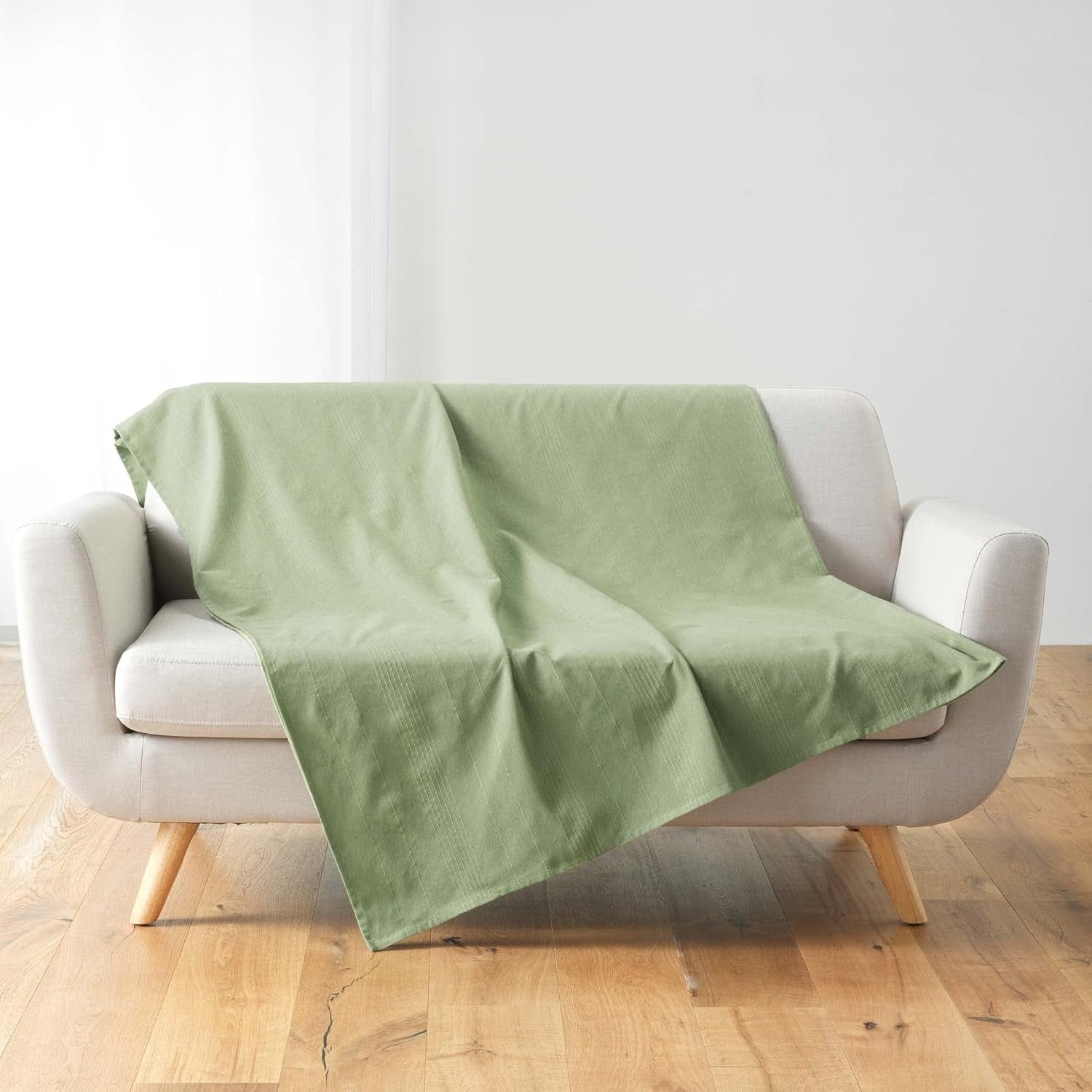 Douceur D'Intérieur, Couverture (220 X 240 Cm) Lucile Curry, Polycoton, Lits et Couettes Unicolores Douceur d'Intérieur Sauge 220 X 240 Cm