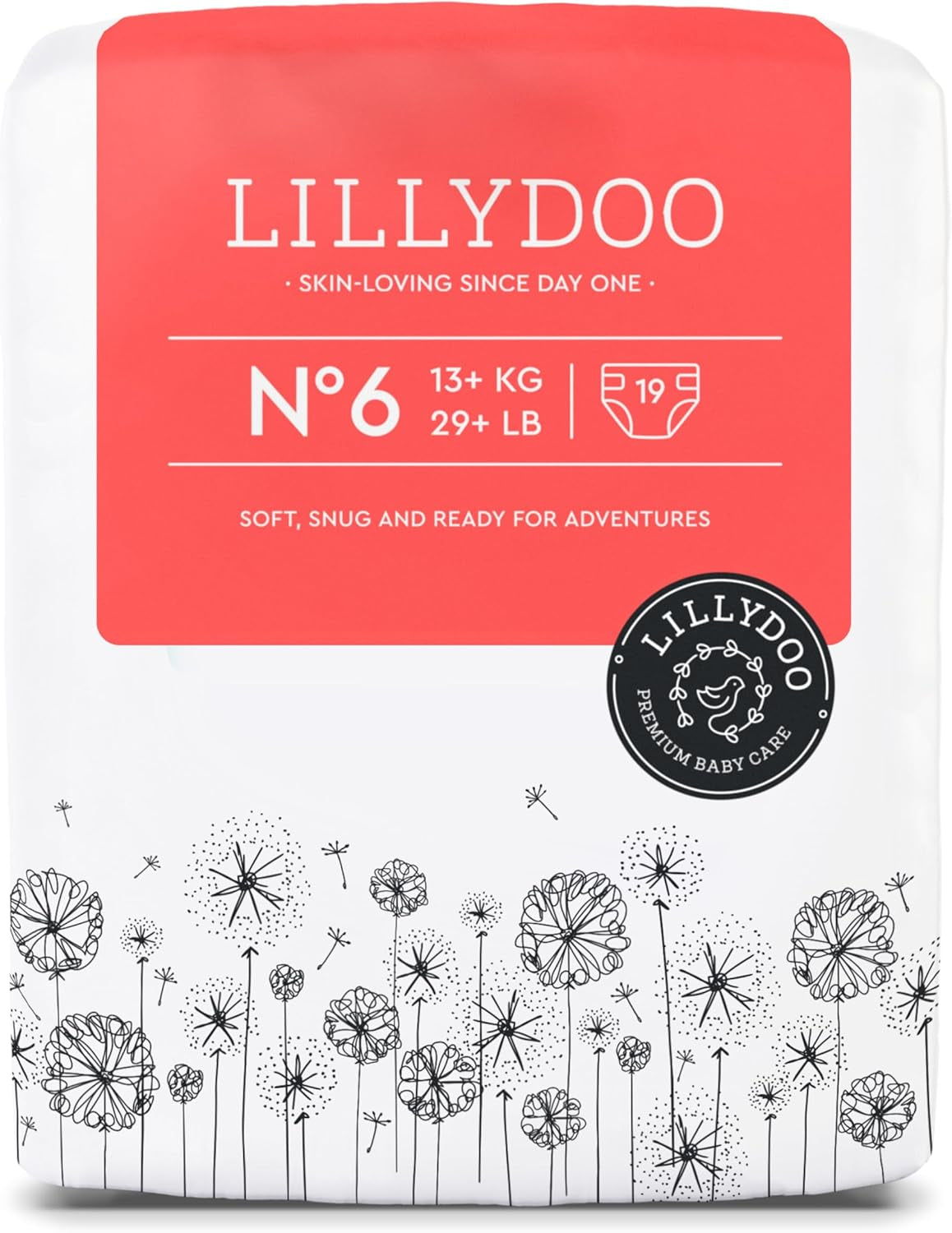 LILLYDOO Couches pour bébé respectueuses de la peau - Taille 3 (6-10 kg), 29 pièces, protection fiable contre les fuites, douces, sans parfum et sans lotion pour peaux sensibles, testées dermatologiquement