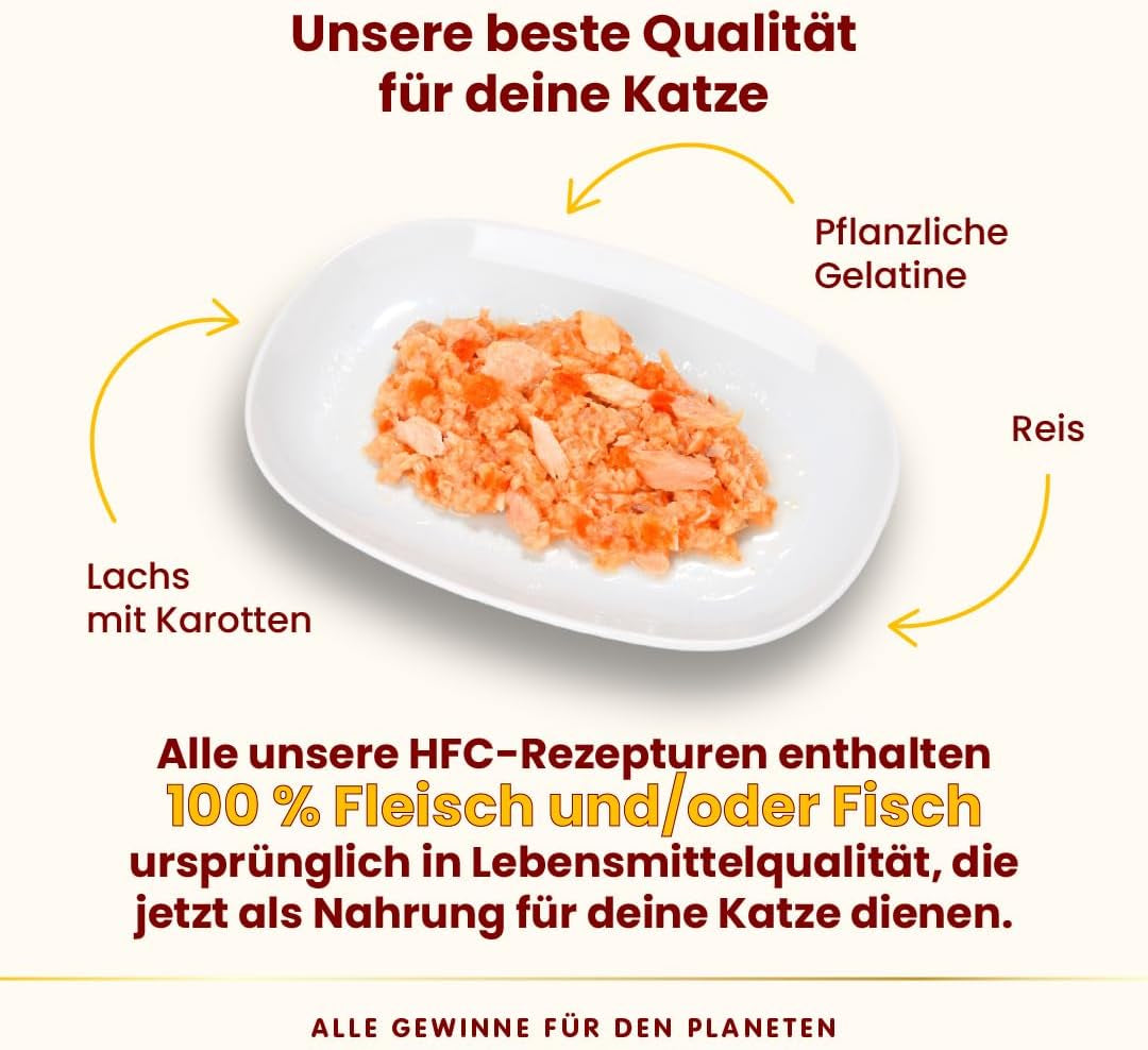 Almo Nature HFC Jelly - Nourriture humide pour chat adulte - Saumon et Carottes - Qualité humaine, Sans gluten - 6 x 70g
