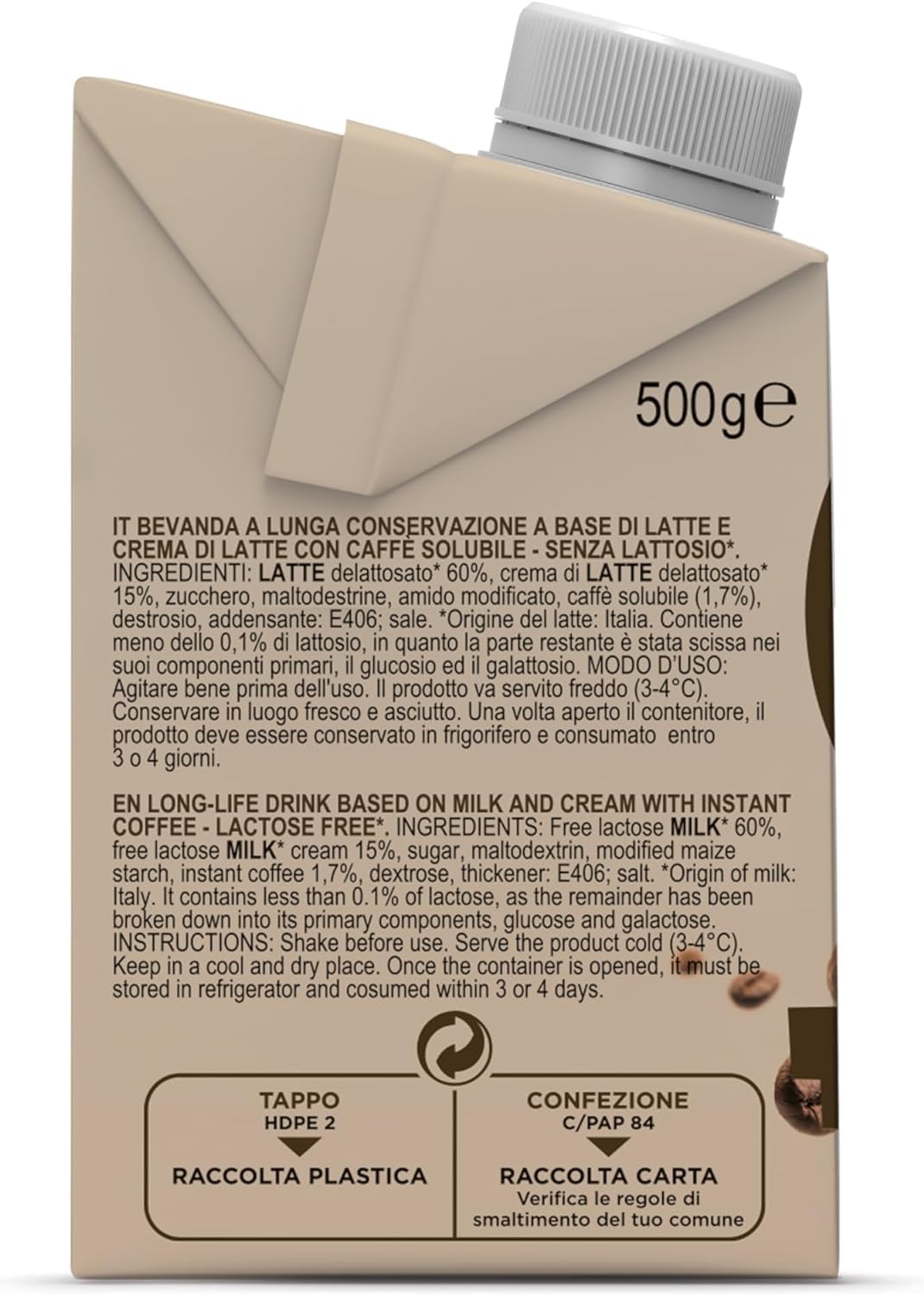 Gimoka Caffe Latte Cream Sans lactose Sans gluten Sans conservateurs