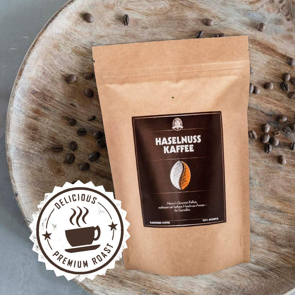 Henry's Hazelnut Coffee 1000g - Café gastronomique raffiné aux saveurs les plus raffinées - torréfié artisanalement - grains de café de qualité supérieure