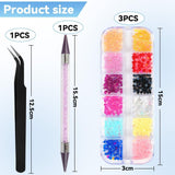 Harz Strasssteine ​​​​4200Pcs Strass Kristalle 1Mm-5Mm Gemischte Kinder Bastelsachen Kit Mit Strass Mit Picking Pinzette et Stift For DIY Nägel Kleidung Kunsthandwerk Gemischt Becher Party (A)