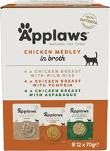 Applaws Nourriture humide naturelle de qualité supérieure pour chat, sélection de poulet en soupe, sachets en portions de 70 g (12 x 70 g)