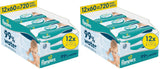 Lingettes pour bébé Pampers 99 % d'eau, 12 paquets de 60 lingettes chacun = 720 lingettes pour bébé, lotion légère 99 % d'eau