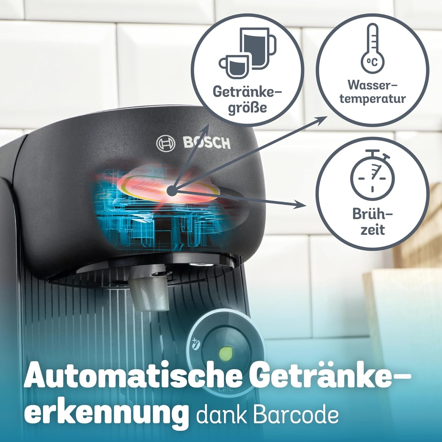 Machine à expresso à capsules Bosch Tassimo finesse TAS162E, 70 boissons, café plus intense sur simple pression d'un bouton, arrêt automatique, durable, dosage parfait, 1400 W, noir/noir
