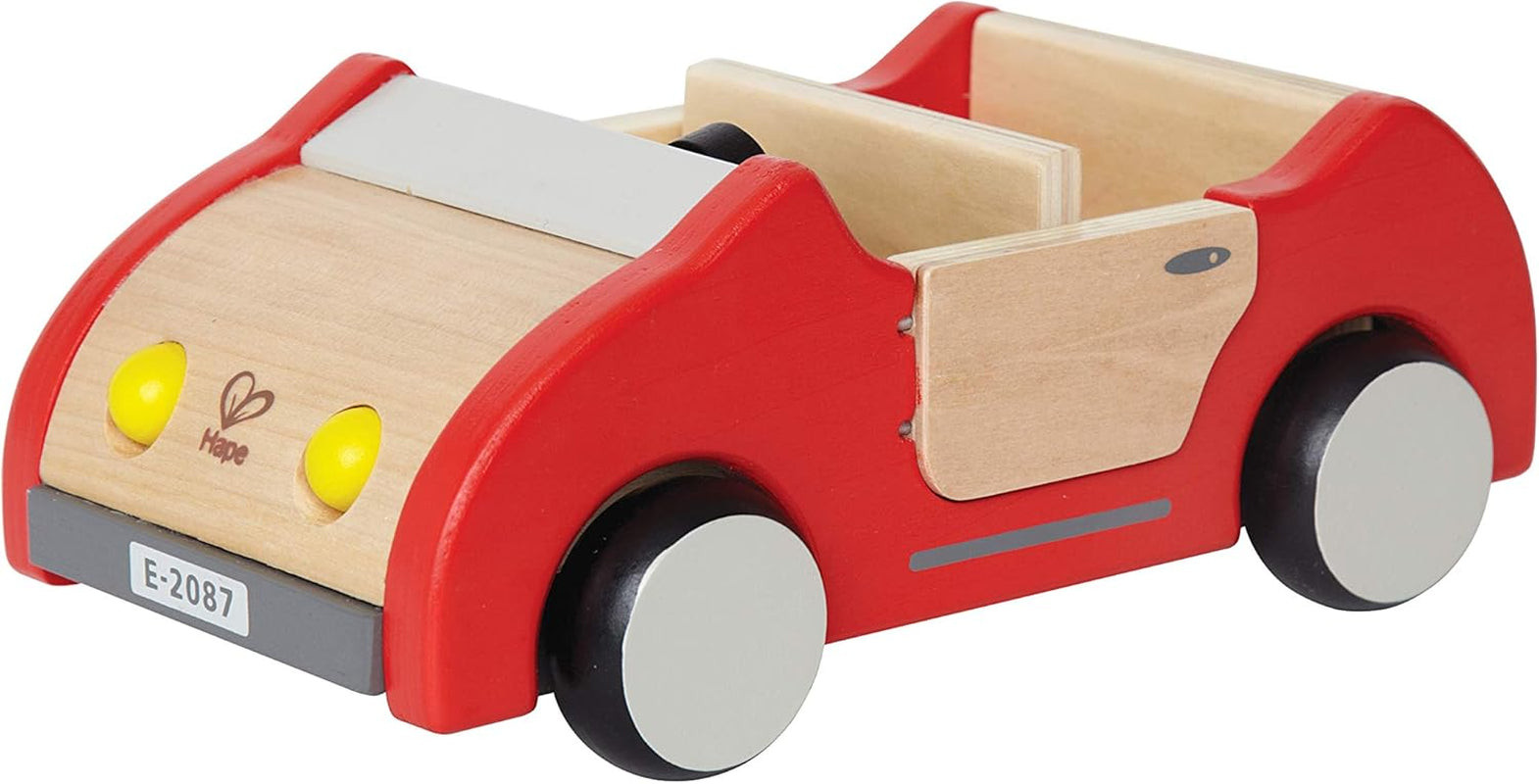 E3405 - Maison de poupée, Maison de poupée avec accessoires, en bois et E3475 - Accessoires de maison de poupée, Voiture familiale