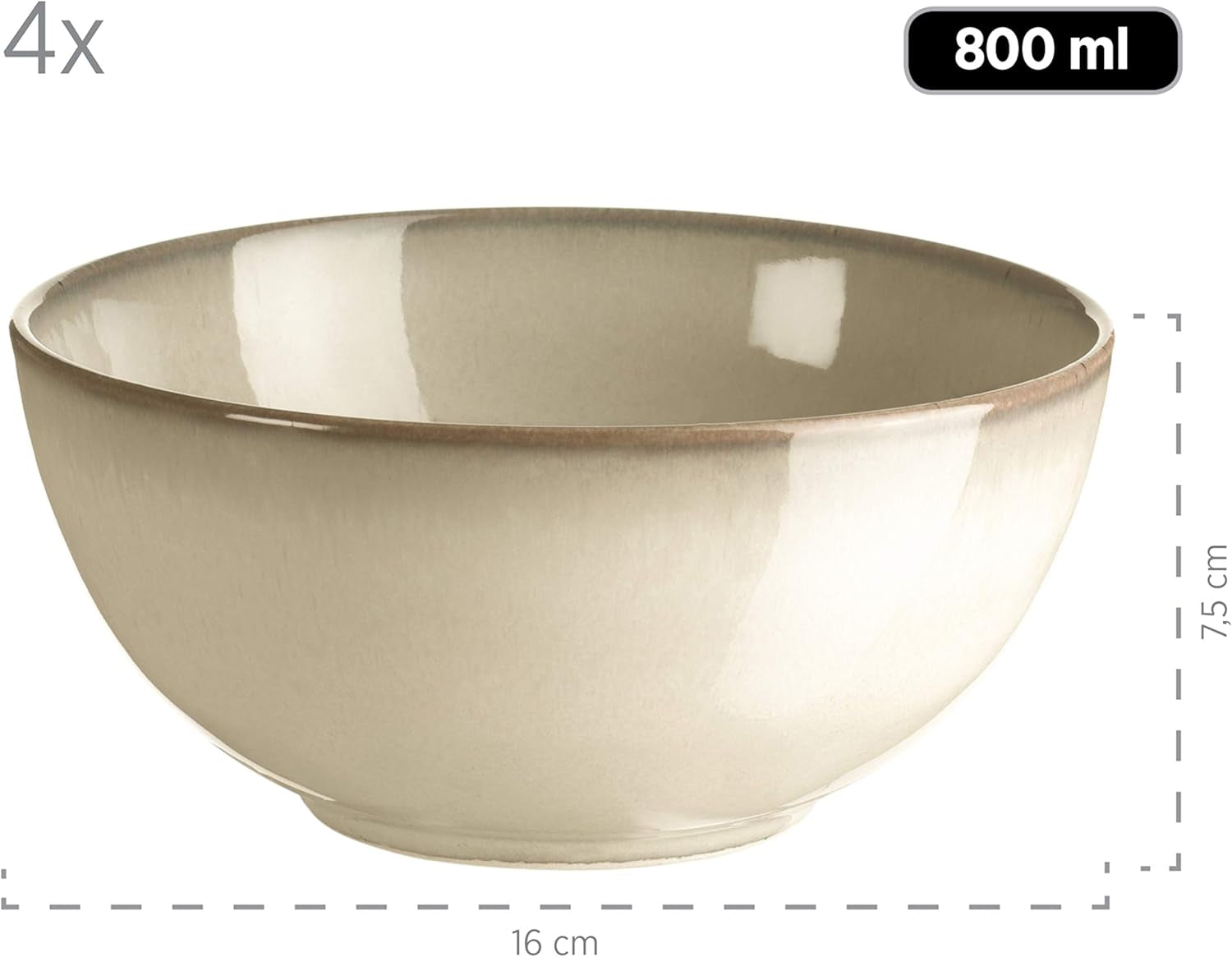 MÄSER 931736 service de table pour 4 personnes au look méditerranéen vintage, service combiné avec 16 pièces en gris sable, céramique, gris sable