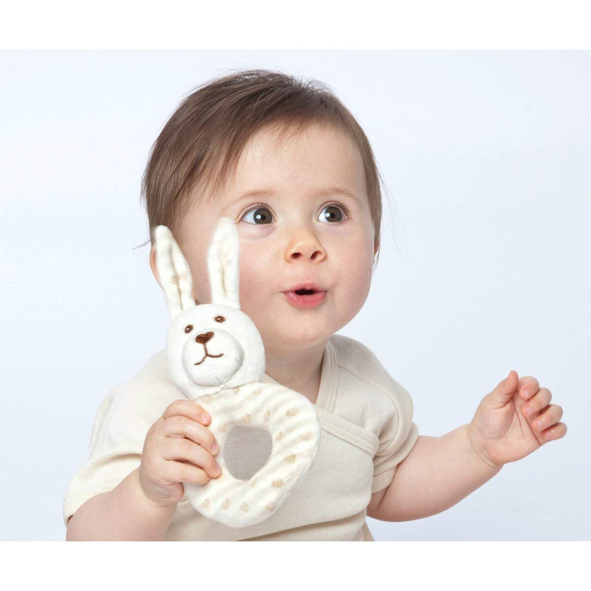 Tissu bio GRÜNSPECHT 100% coton bio, jouet bébé, doudou tout doux, cadeau anniversaire, baptême, baby shower, GOTS, beige (619-00) Bebe Toys Naty Shop
