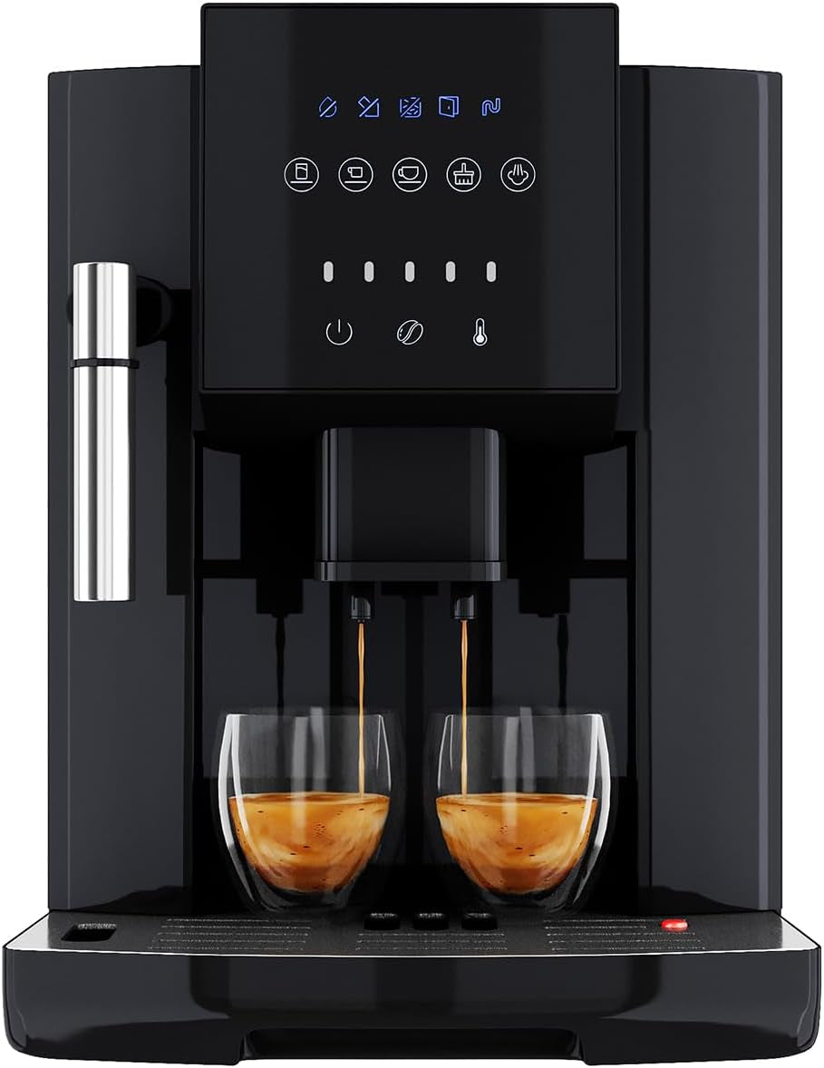 Machine à expresso ProfiCook® entièrement automatique avec mousseur à lait pour cappuccino | Broyeur conique | avec fonction chauffe-tasses | Pompe professionnelle italienne | Écran tactile | Expresso | PC KAV1281