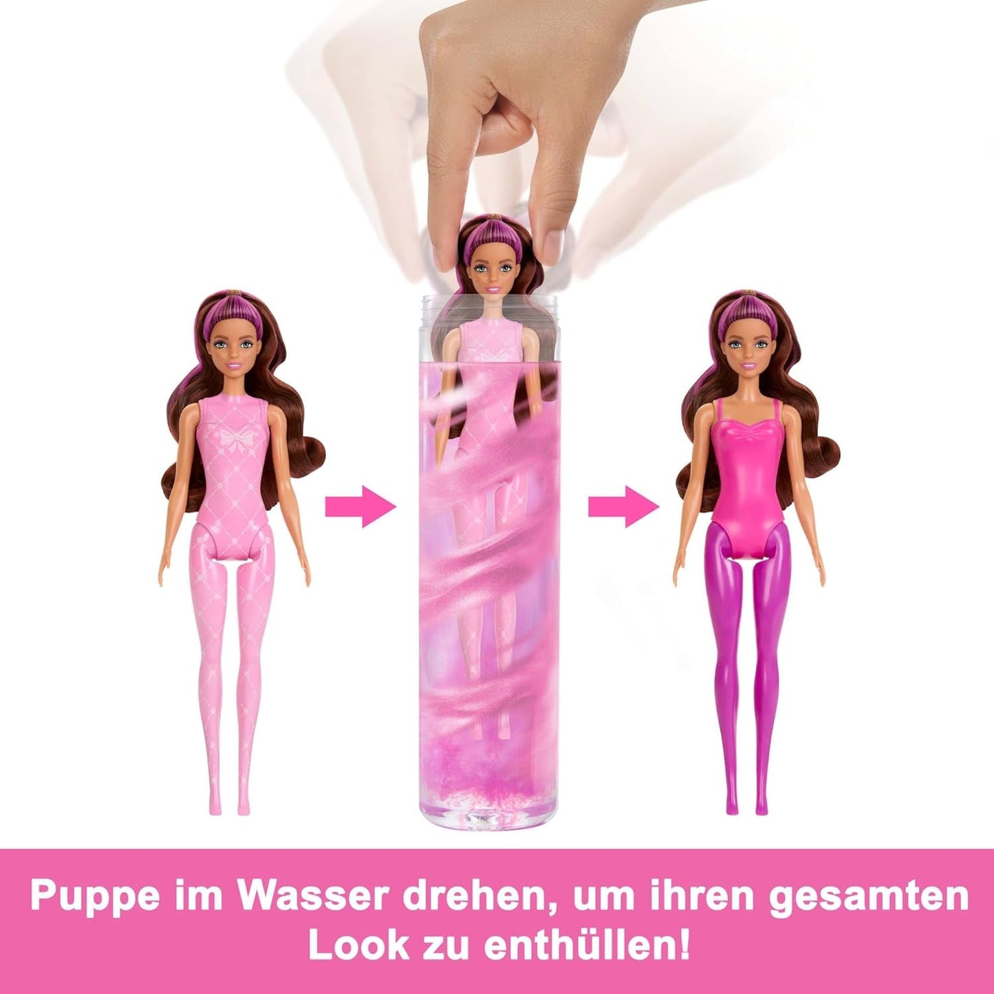 Poupée et accessoires Barbie Color Reveal, série Ballerine, 6 surprises à déballer, y compris changement de couleur, inspirées de la principale tendance du ballet (les styles peuvent varier), poupées HRK17 Naty Shop